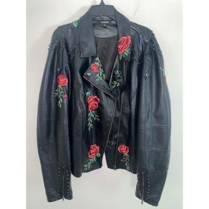 Floral Leather Jacket